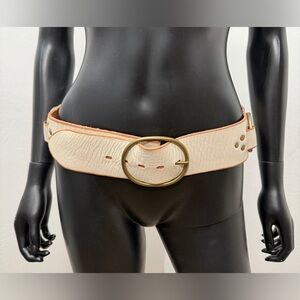 Linea Pelle wide genuine leather ring belt statement anillo 41″ M